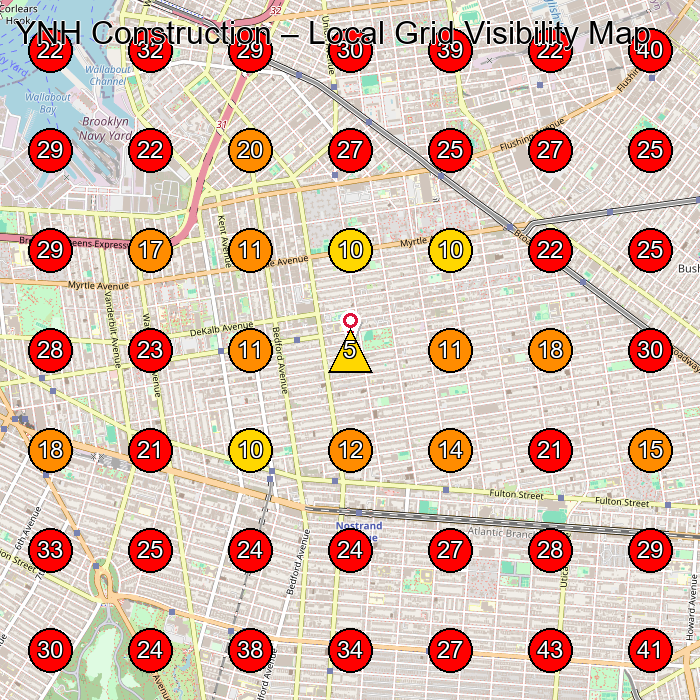 YNH Construction GeoGrid visibility map for Construction Company in Brooklyn